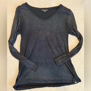 Rock & Republic Black Long Sleeve glitter Top SZ L